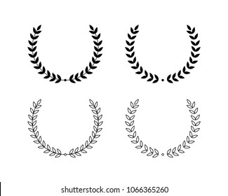 Realistic Set of Circular Laurel Foliate, wreath drawing award, achievement, heraldy