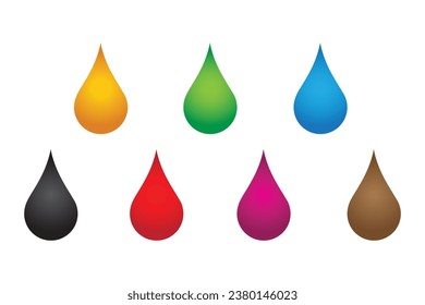 realistic set of colorful drops and colorful oils.