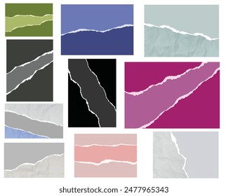 Realistic set of colorful tears torn paper edges