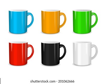 Realistic set of cups. on gray. Vector illustration