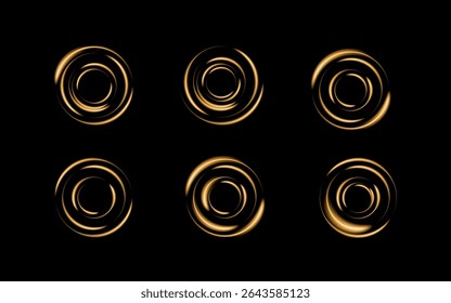 
Realistic set of golden light circles