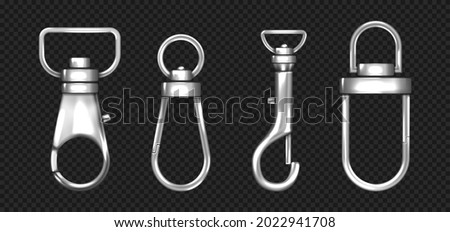 Realistic set of metal carabiners, lobster clasps 商業照片 © 