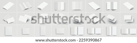 Realistic set mockup 24 pc. booklet, brochure, business card, book, magazine. Blank white mockup - template High Quality with realistic shadows isolated on light background. Vector illustration	
