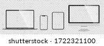 Realistic set of monitor, laptop, tablet, smartphone - Stock Vector illustration.