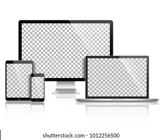 Realistic Set Monitor Laptop Tablet Smartphone Stock Vector (Royalty ...
