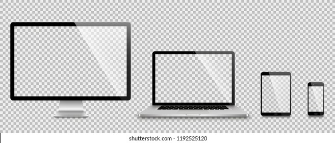 Realistic Set Monitor Laptop Tablet Smartphone Stock Vector (Royalty ...