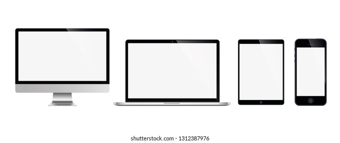 Realistic Set Monitor Laptop Tablet Smartphone Stock Vector (Royalty ...