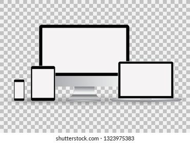 Set Realistic Computer Monitor Laptop Tablet Stock Vector (Royalty Free ...