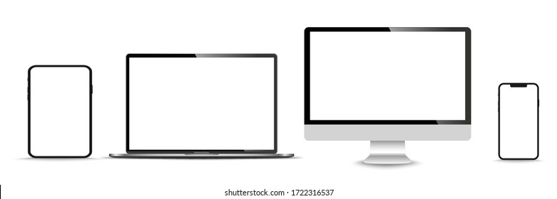 Conjunto realista de monitor, laptop, tablet, smartphone - ilustración de vectores estándar.