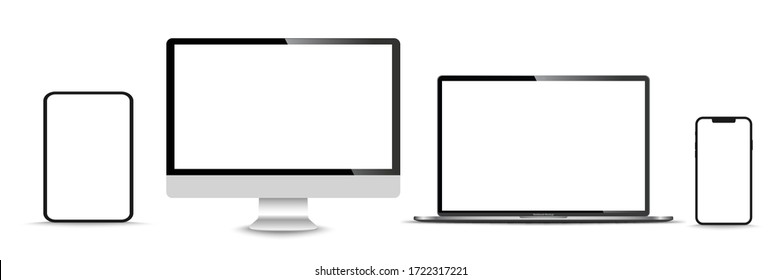 Conjunto realista de monitor, laptop, tablet, smartphone - ilustración de vectores estándar.