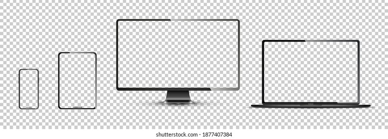 Realistic set of monitor, laptop, tablet, smartphone - Stock . Vector illustration