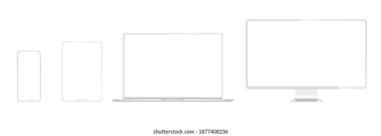 Realistic set of monitor, laptop, tablet, smartphone - Stock . Vector illustration