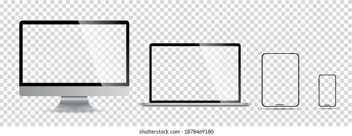 Realistic Set Monitor Laptop Tablet Smartphone Stock Vector (Royalty ...