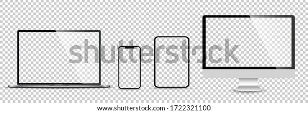 Realistic set of monitor, laptop, tablet,
smartphone - Stock Vector
illustration.