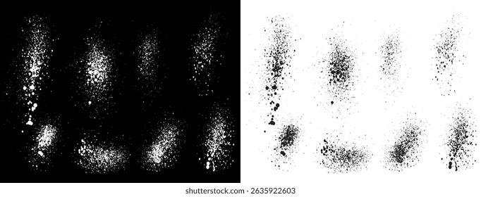 Realistische Satz von Farbe Tinte schmutzig bedrängt schwarz-weiß farbige Textur Blut Schmutzspritzer Hintergrund Design