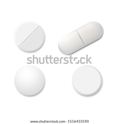 Realistic set pills isolated on white background. Vector illustration. Eps 10.