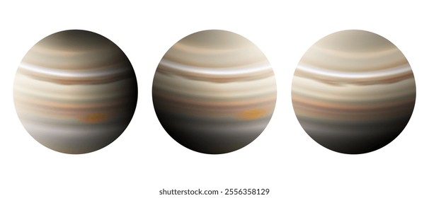  Realistic Set of Planet Jupiter on White Background Illustration