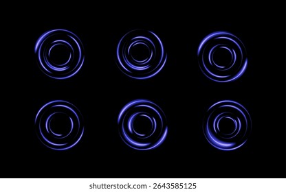 
Realistic set of purple light circles.