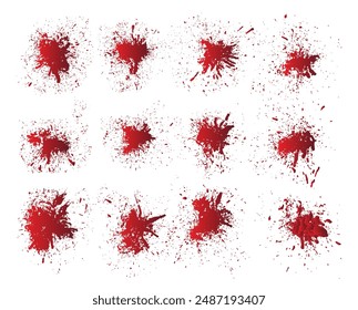 Conjunto realista de salpicaduras de sangre roja