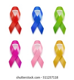Realistic set of ribbons. 3D icon. Vector illustration, isolated on white