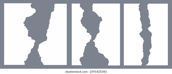 A realistic set of ripped white paper sheets Png isolated on a transparent texture background	
