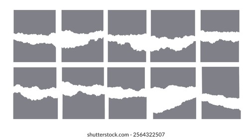 Realistic set of rip-torn page pieces, and scrapbook notepaper texture background