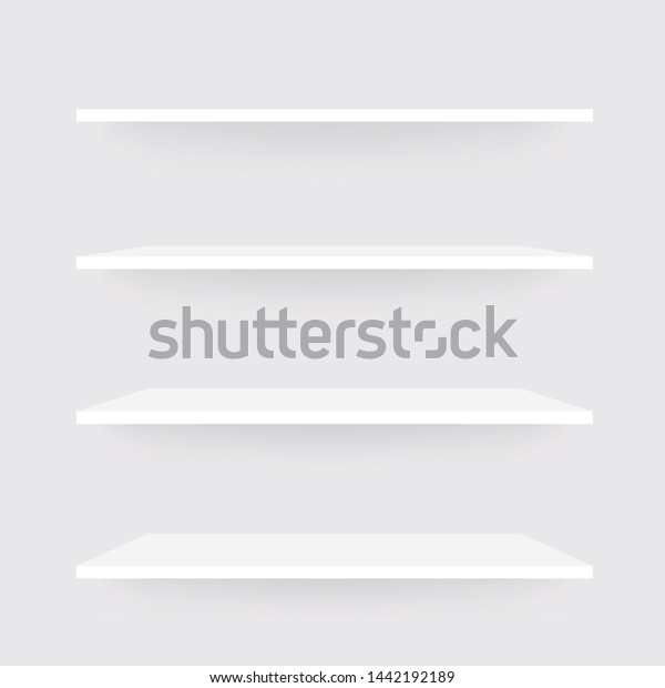 Download Realistic Set Shelves White Shelf Mockup Stock Vector Royalty Free 1442192189