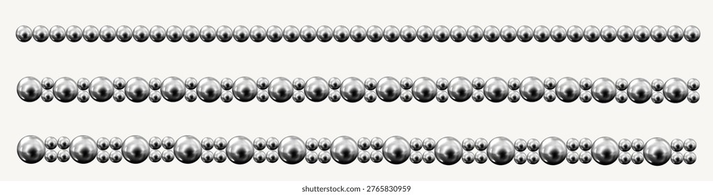 Realistic set of silver beads for decoration