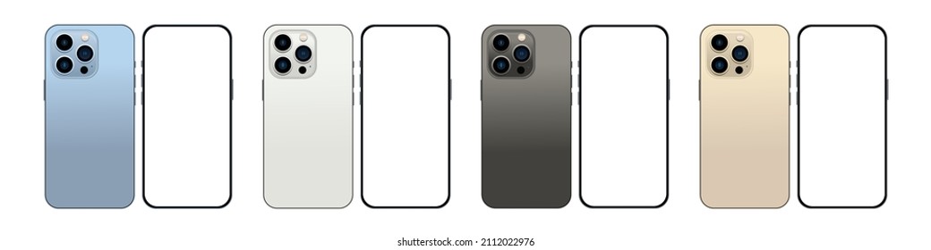 Realistic set of smartphone layouts isolated on a white background. Vector illustration  EPS10