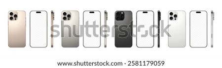 Realistic set of smartphone layouts isolated on a white background. Vector 10 eps.