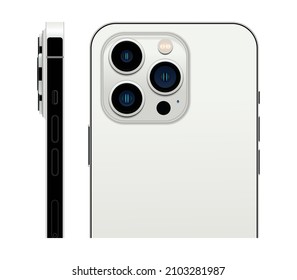 Realistic set of smartphone silver color layouts isolated on a white background. Vector illustration
