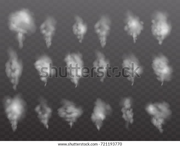 Realistic Set Smoke Steam On Transparent Stock Vector (Royalty Free ...