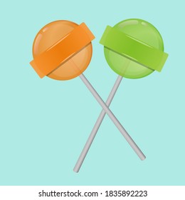 Realistic set sweet lollipop on a stick isolated on Isolated on white background