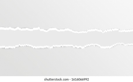 Realistic set torn paper edges with shadow on transparent background