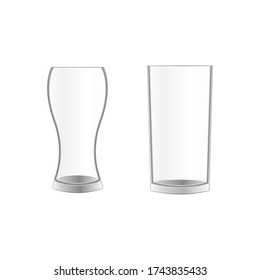 Conjunto realista de dos cristales vacíos con ilustración de diseño vectorial