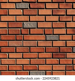 Realistic shabby old Red brick wall texture background. Vector illustration. Grunge brown wall