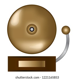 Realistic Shaded Brass School Class Bell Vector Icon Illustration Symbol