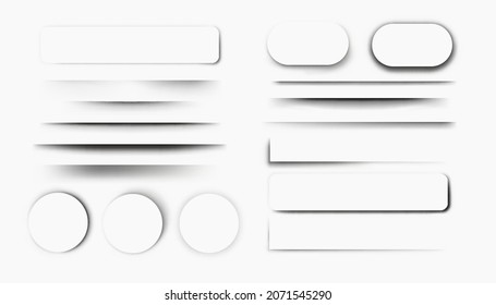 Realistic shadow divider. Transparent rectangular shaded border, page edge framing with shadow overlay effect. Vector box and layer drop shadow set