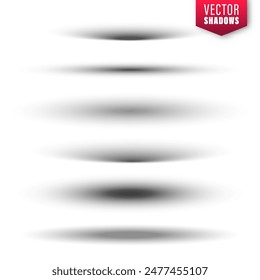 Realistic shadow effect. Round shadows collection isolated on white background. Surface shading. Vector illustration