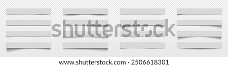 Realistic shadow effects of paper. A set of shadows on a transparent background. Realistic soft shadows. Various shadows of the edge of the sheet. Layer separation element. Vector illustration.