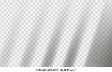 Realistic shadow isolated on transparent background. Soft reflection shadows vector shading mockup. Shade of blinds or Jalousie