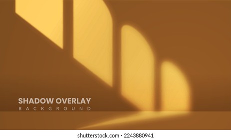 Realistic shadow overlay background. Aesthetic room interior with sunset light coming in through the window