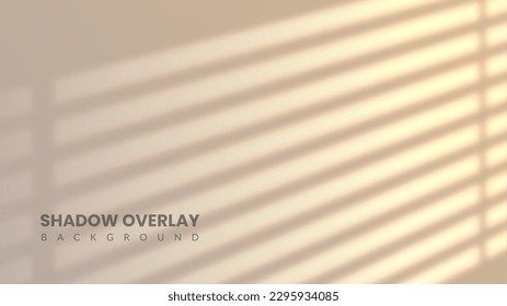 Realistic shadow overlay background. Aesthetic room interior with sunrise coming in through the window blinds