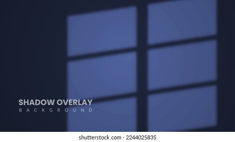 Realistic shadow overlay background. Dark room interior with moonlight coming through the window