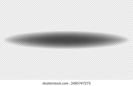 Realistic shadow with soft edges. Vector shadow effect. Transparent oval shadow. 