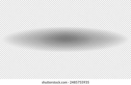 Realistic shadow with soft edges. Vector shadow effect. Transparent oval shadow. 