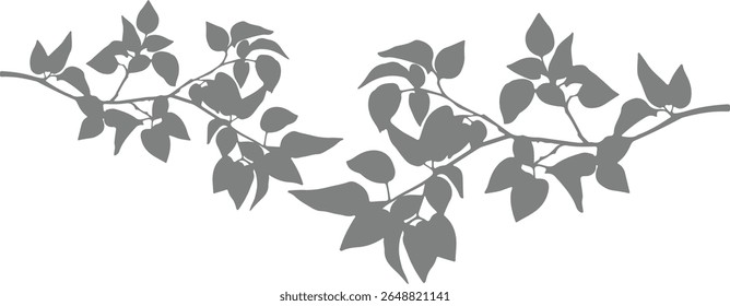 Realistic shadow of tree branch. plant leaves shadows isolated on transparent background. plant branch shade, foliage silhouette decoration. Design element for summer spring projects,