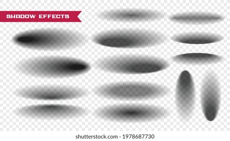 realistic shadows collection on transparent background