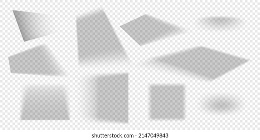 Realistic Shadows collection on transparent background. Shadow overlay vector template