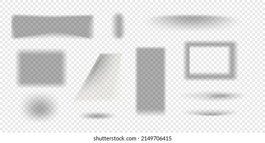 Realistic Shadows collection on transparent background. Shadow overlay vector template